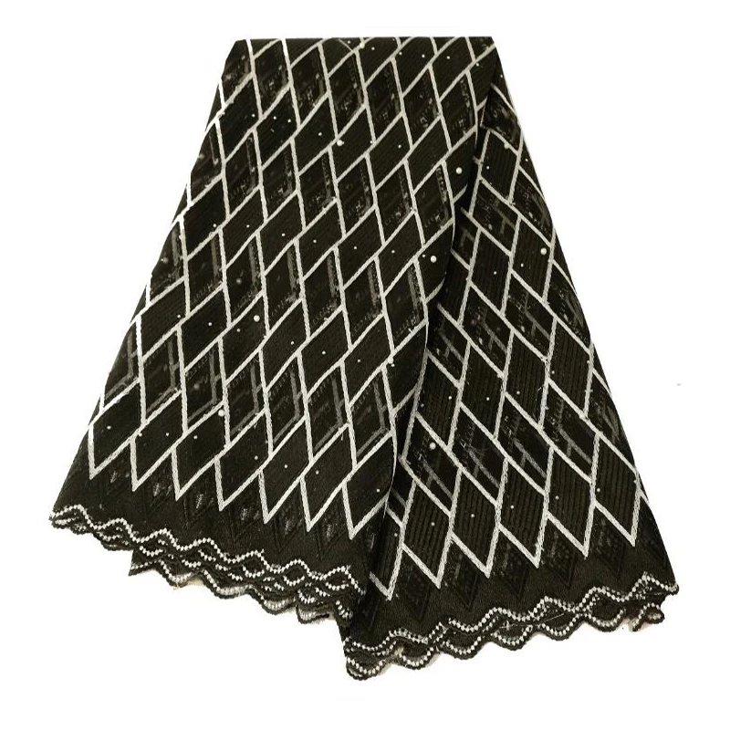 

Me-dusa 2019 african lattice lace Hot drilling beaded embroidered fabric Grid pattern 5yards/pcs High Quality Wholesale And Reta