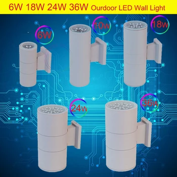 

AC100-240V 6W IP66 double side color emitting 24W LED outdoor surface mounted 36W led wall lamp for fascade villa porch garage