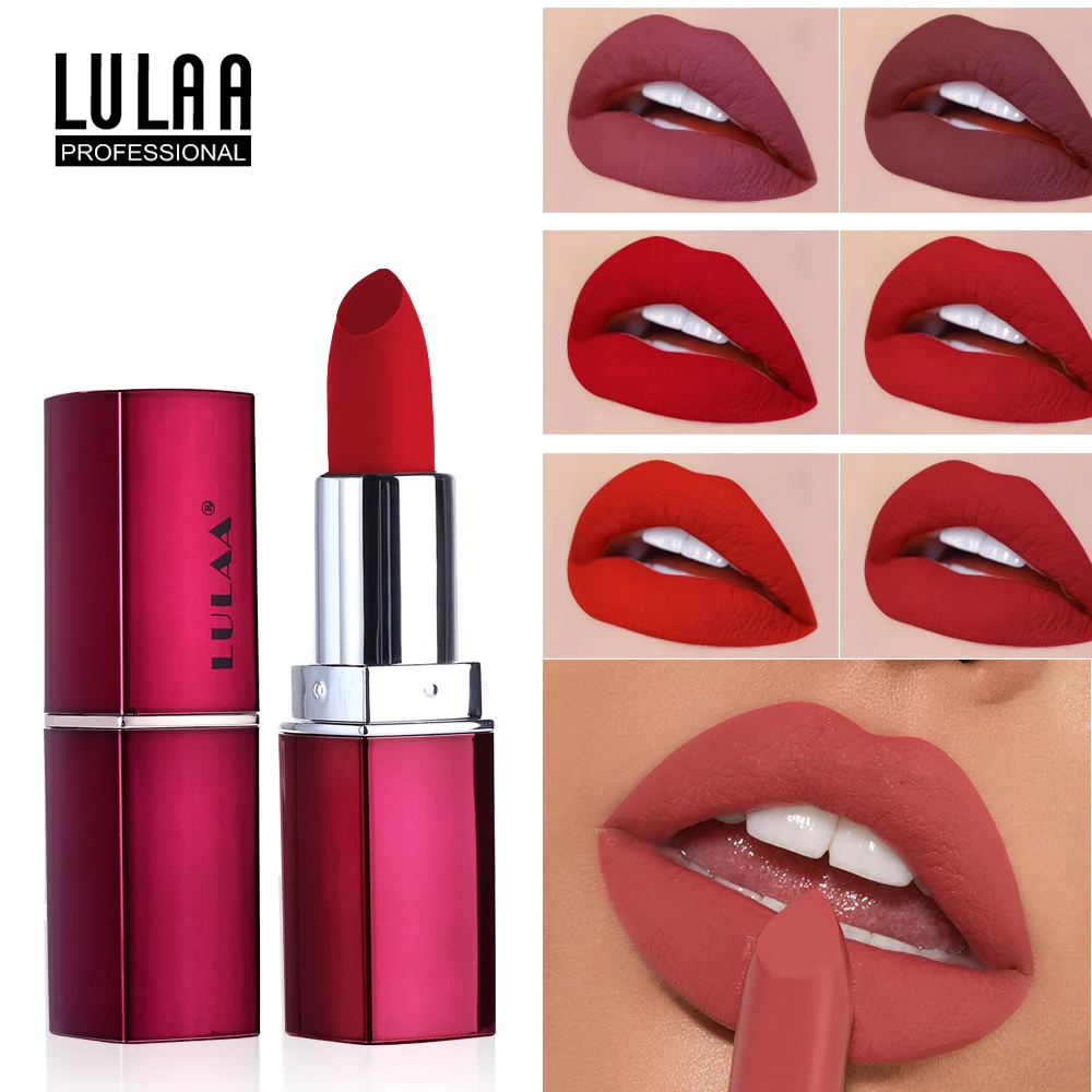 

Women Waterproof Sexy Red Color Lip Tint Cosmetics Mate Batom Moisturizer Lipstick Party New Nutritious Matte Lipstick Makeup