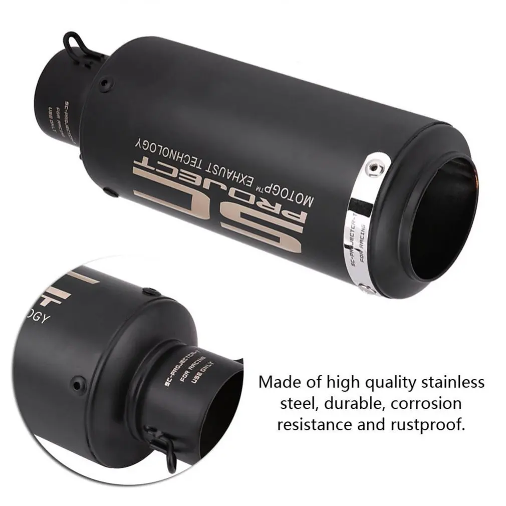 

Stainless Steel Motorcycle Exhaust Pipe Muffler Tailpipe Tip Universal Black