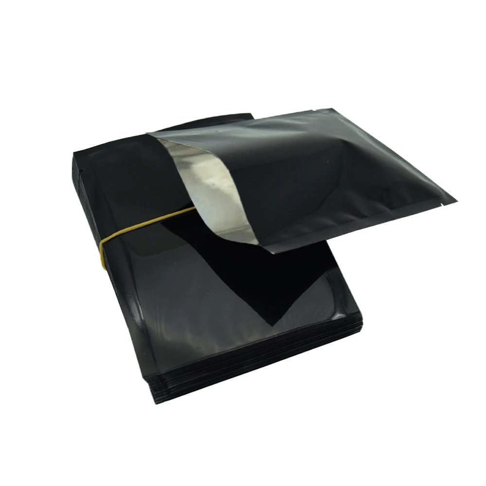 

Flat Open Top Black Mylar Bag Heat Seal Aluminum Foil Food Bags Coffee Milk Powder Candy Vacuum Storage Aluminum Mylar Pouches
