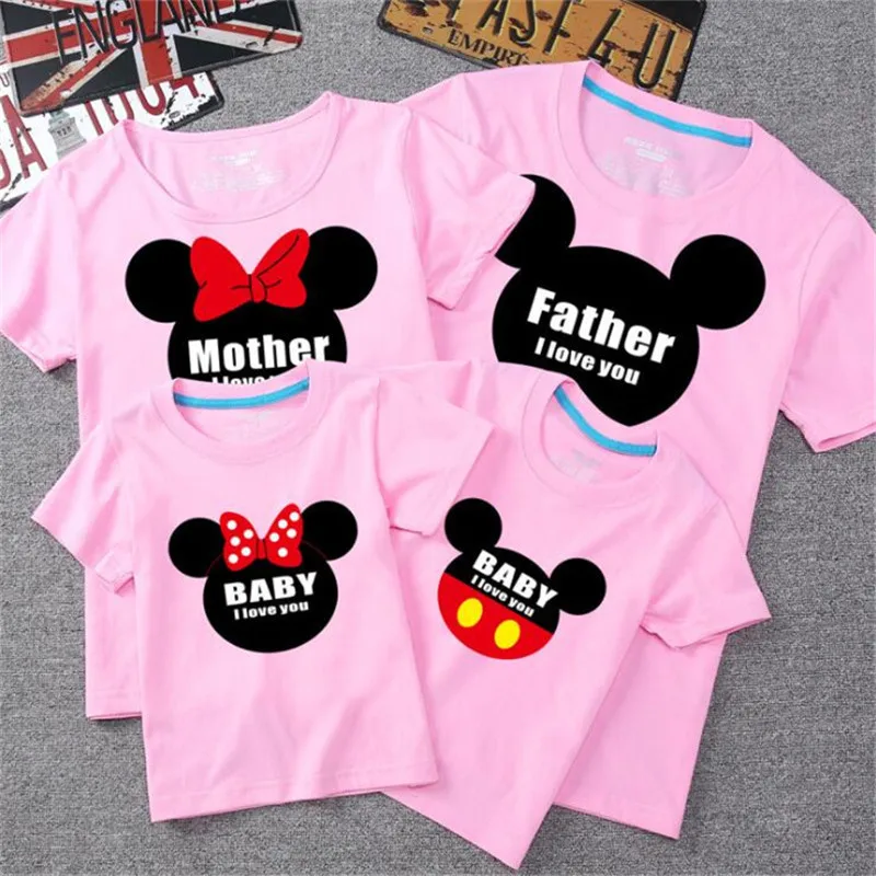 LILIGIRL/семейные хлопковые одинаковые Комплекты Одежда для мамы, дочки, папы и сына, футболки с Минни Маус футболка с Микки-Маусом