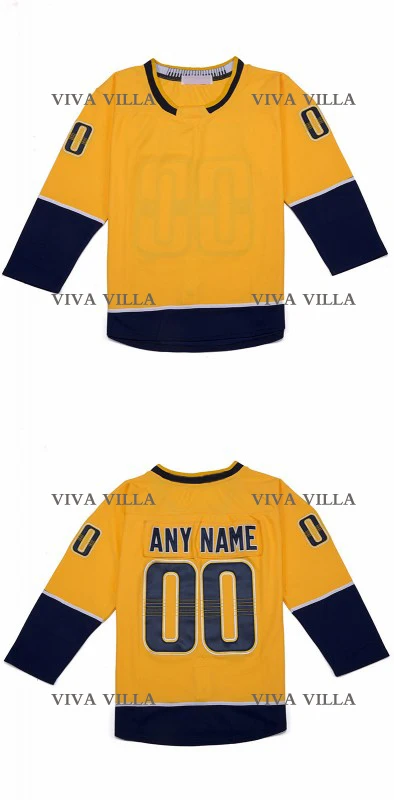 

Hockey Custom Jersey Any Name Any Number Hockey Jerseys High Quality Stitched Logos Yellow White S-4XL Free Shipping