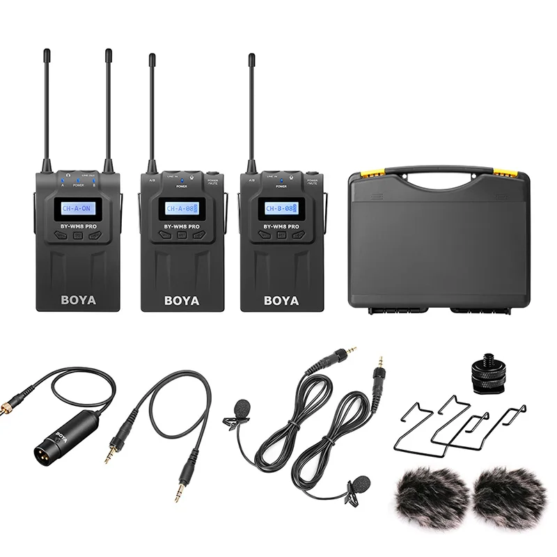 Boya BY WM8 Pro K1 K2 UHF двухканальная Беспроводная микрофонная система для интервью