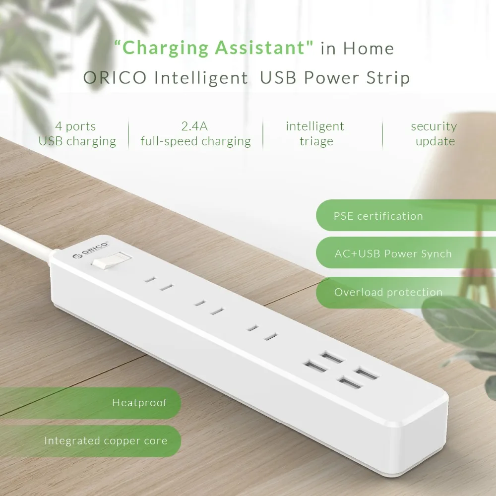 ORICO power Strip 3 AC 2 usb порты Stekker JP вилки удлинитель разъемы Multiprise USB