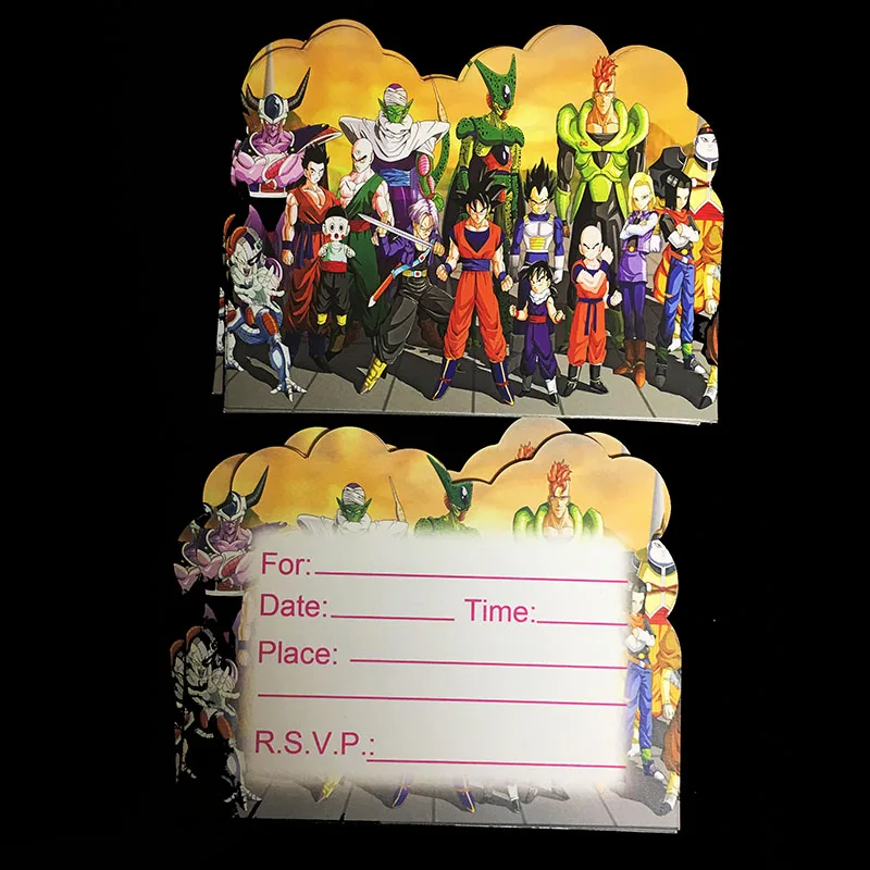 

10pcs/lot Dragon Balls theme invitations Dragon Balls birthday party decorations Dragon Balls theme party invitations cards