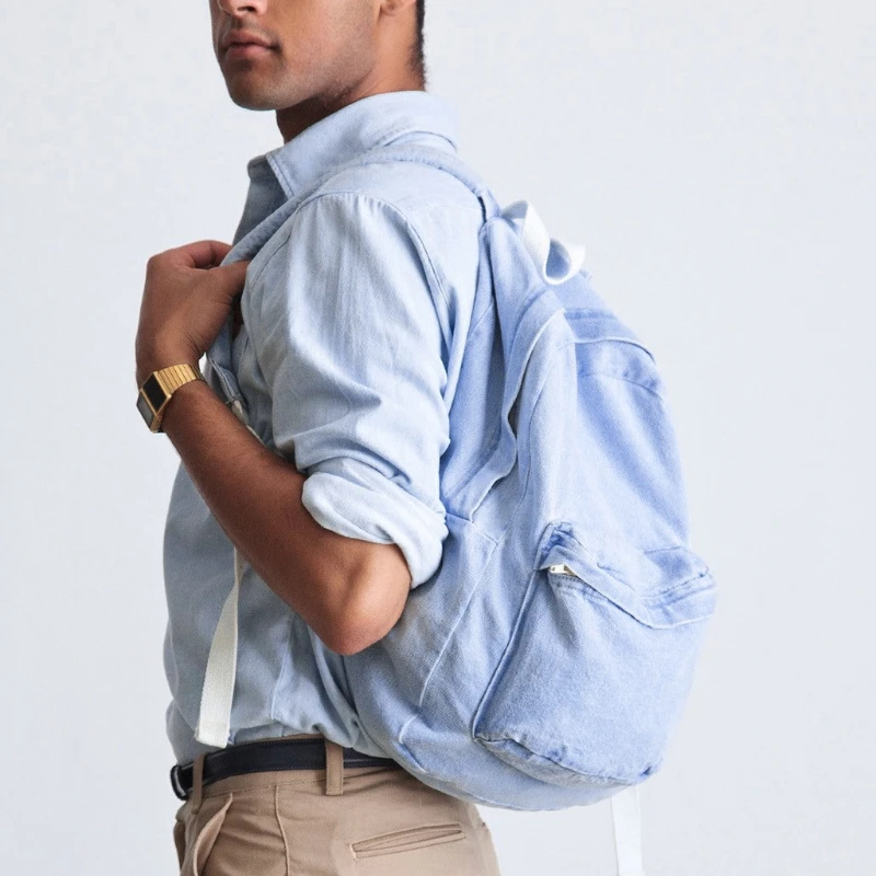 Vintage Denim Mochila Mochila Casuais Mochila de