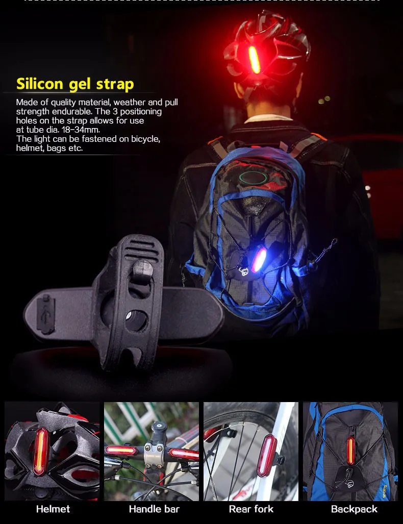 Discount Deemount 100 LM Rechargeable COB LED USB Mountain Bike Tail Light Taillight MTB Safety Warning Bicycle Rear Light Bicycle Lamp 11