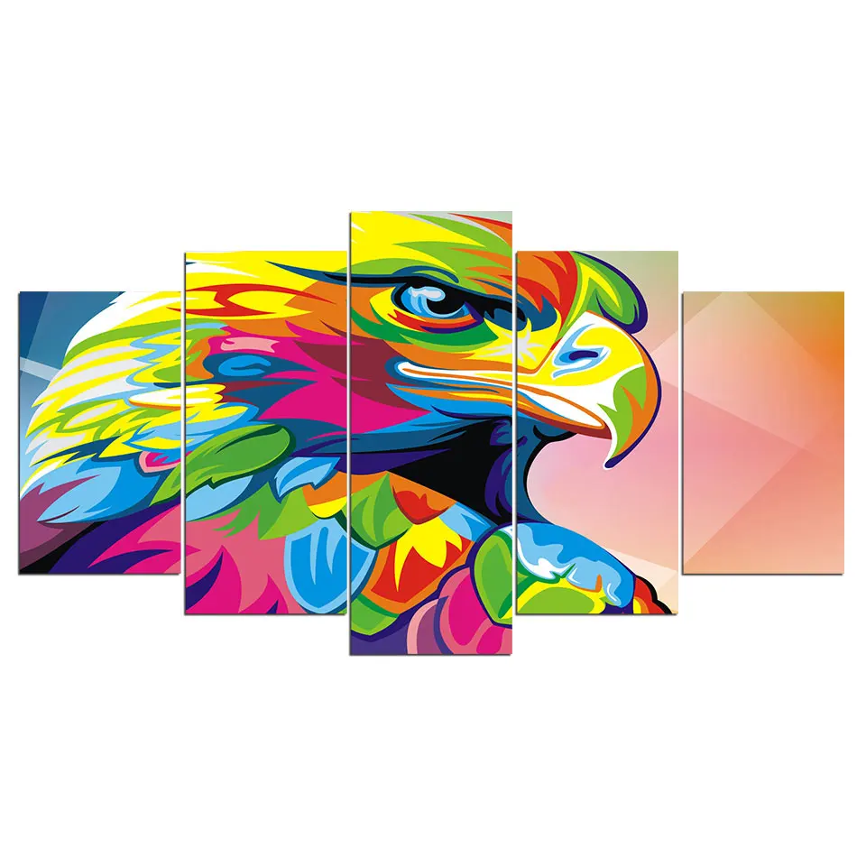 Картина Artsailing, 5 шт., красочная картина с изображением Льва, Льва, слона, собаки, жирафа, орла, медведя, животных, настенная живопись, холст, HD печать - Цвет: ny-2696