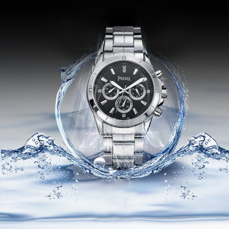 

PREMA Mens Analog Watch Luxury Fashion Sport Quartz Wristwatch Waterproof Stainless Male Watches Clock Relogio Masculino