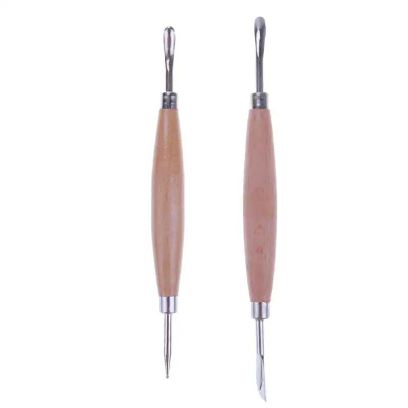 

2pcs Wooden Handle Stainless Steel Pottery Clay Sculpting Set Sculpt Smoothing Polymer Shapers Carvers Clay Pottery Tools