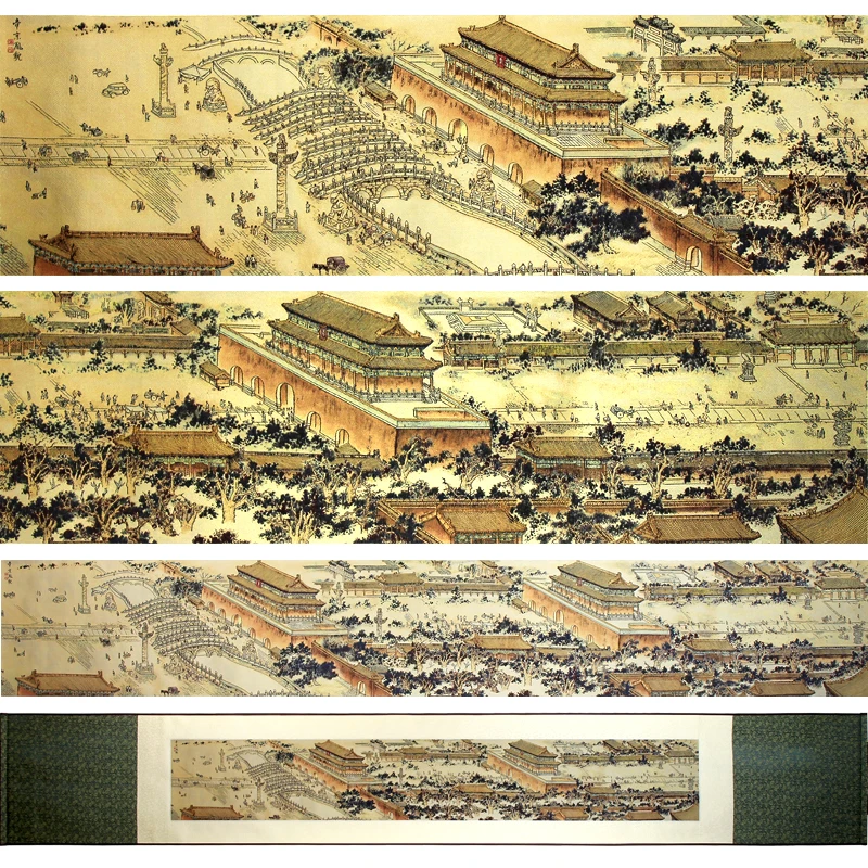 High Quality Silk brocade Scroll Painting Chinese craft the Imperial Palace panorama paint business gift office room home decor High Quality Silk brocade Scroll Painting Chinese craft the Imperial Palace panorama paint business gift office room home decor
