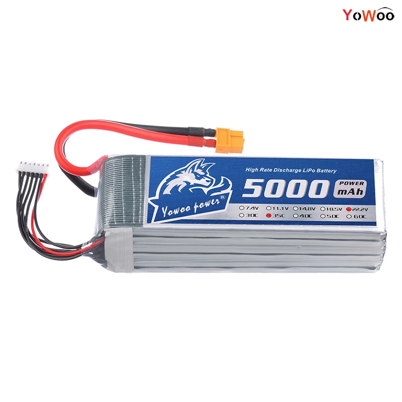 

YOWOO Lipo 6S Battery 22.2V 5000mAh 35c MAX 70C RC Bateria Drone AKKU For Car Boat Airplane Helicopter UAV Quadcopter FPV