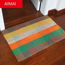 Хлопковый ковер ручной работы, пасторальные решетки, деревенский стиль, коврик/коврик для пола, Нескользящие впитывающие коврики для ванной комнаты