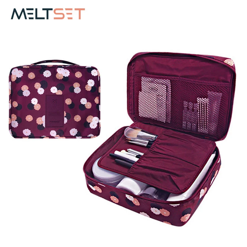 المحمولة السفر مخزن للمكياج مقسم حقيبة طقم أدوات تجميل جيب شبكي الحقيبة للماء أكسفورد غسل حقيبة التجميل متعددة طبقة حقيبة