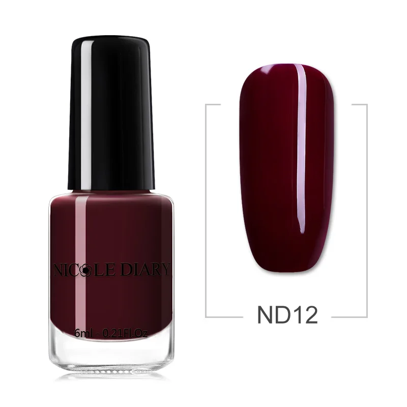 Red ND12 NICOLE DIARY 73 цвета лак для ногтей красный серый блеск жемчужины для дизайна ногтей лак на водной основе маникюр лак для ногтей 6 мл - Цвет: Red ND12