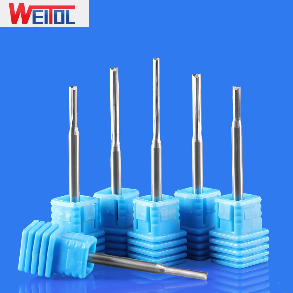 

WeiTol 3.175mm Shank Double Flutes Straight Router Bits 2 Flutes Straight bits CNC Cutting Tools