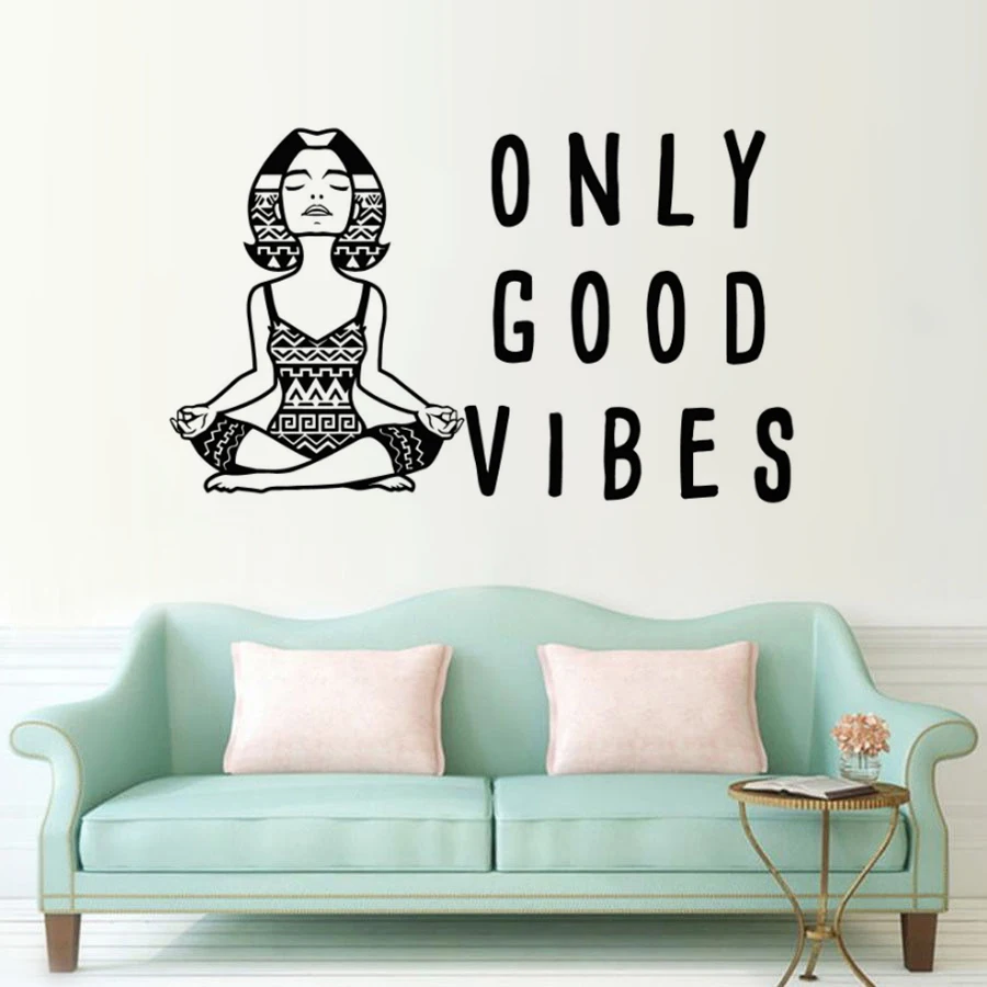 

Vinyl Wall Decal Only Good Vibes Quote Wall Sticker Meditation Yoga Lettering Wall Art Mural Home Decoration Vinyl Art AY1783