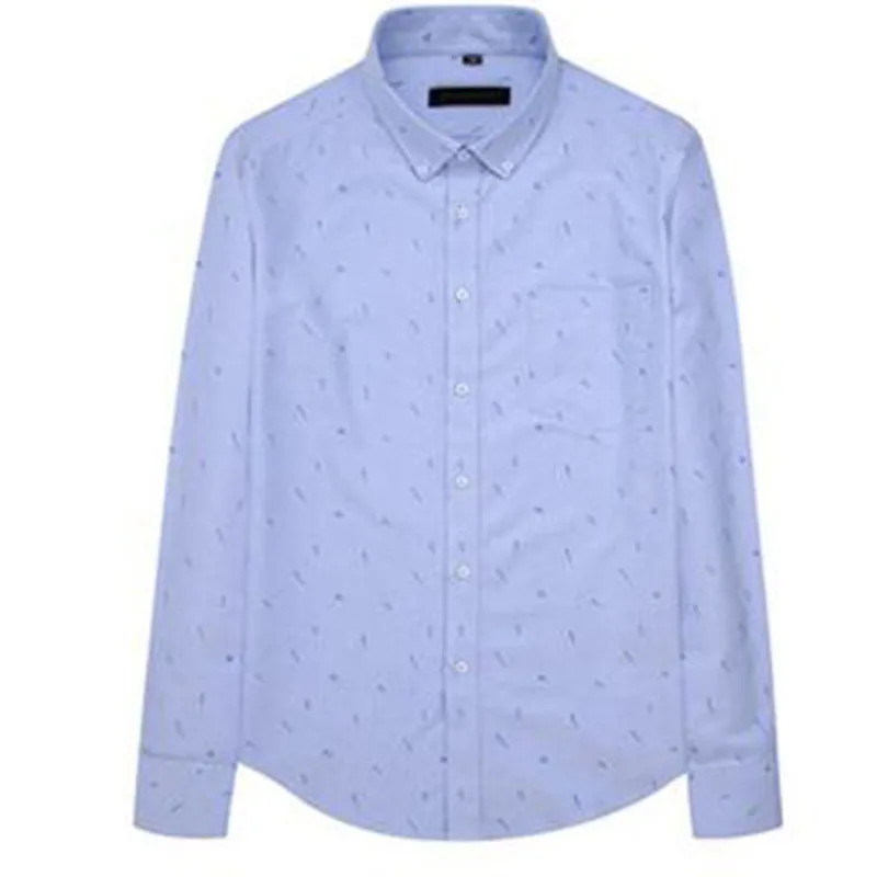 Мужская из чистого хлопка Оксфорд дышащие удобные рубашки Camisa, Печатные повседневные однобортные рубашки с отложным воротником сорочка