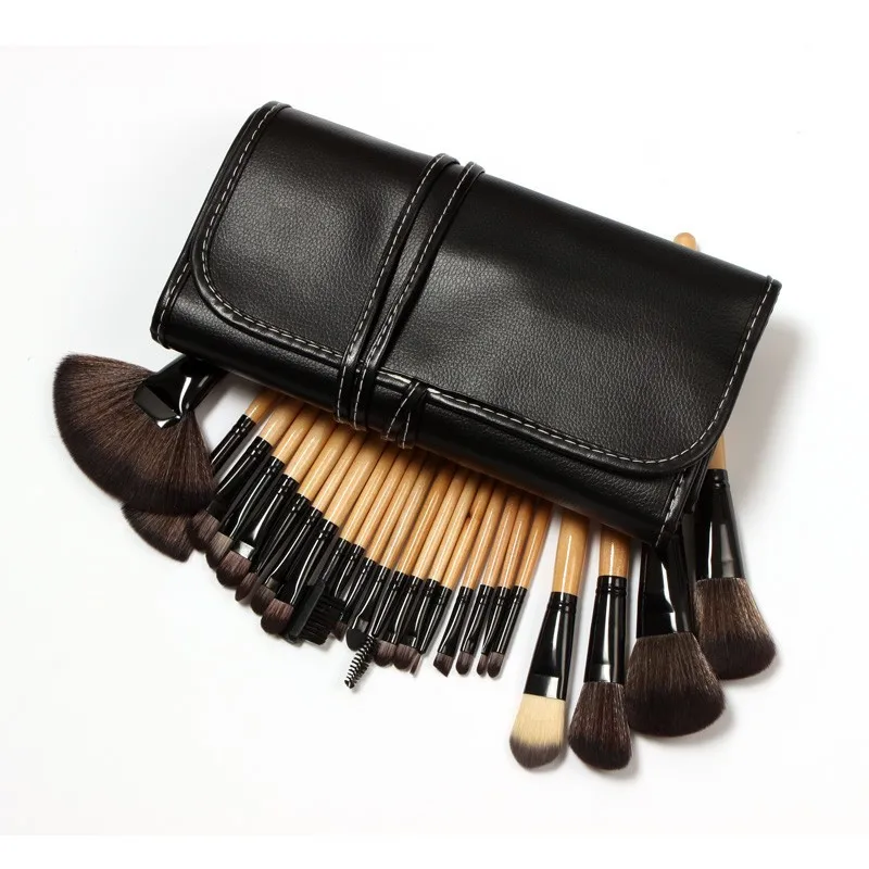 Новое поступление Лидер продаж 24 шт. набор шерсти Косметические Кисточки Make Up Tool Kit кожаный чехол