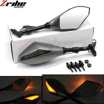 

2x universal BLACK Carbon 8mm 10mm Motorcycle LED Turn Signal Rear Light Mirrors for Honda Yamaha Suzuki Ducati Kawasaki