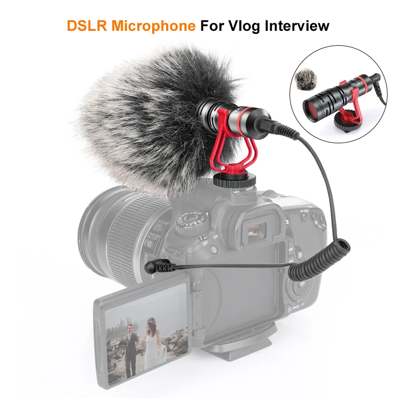Микрофон для интервью камеры DSLR микрофон записи фотосъемки Vlog iPhone 7 6 Andriod