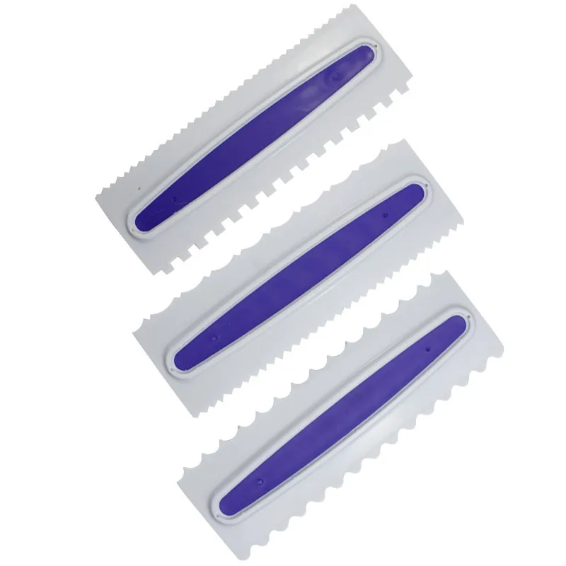  Cream Scraper Icing Comb Plastic Fondant Spatulas 3 Styles Purple Cake Scraper Baking Decorating Ki