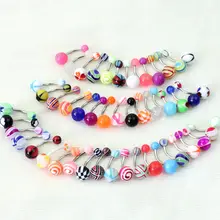 10 шт./компл. Нержавеющая сталь кольцо пупка, изогнутая штанга с акриловой шаблон бальное пупок бар, ювелирное изделие для тела