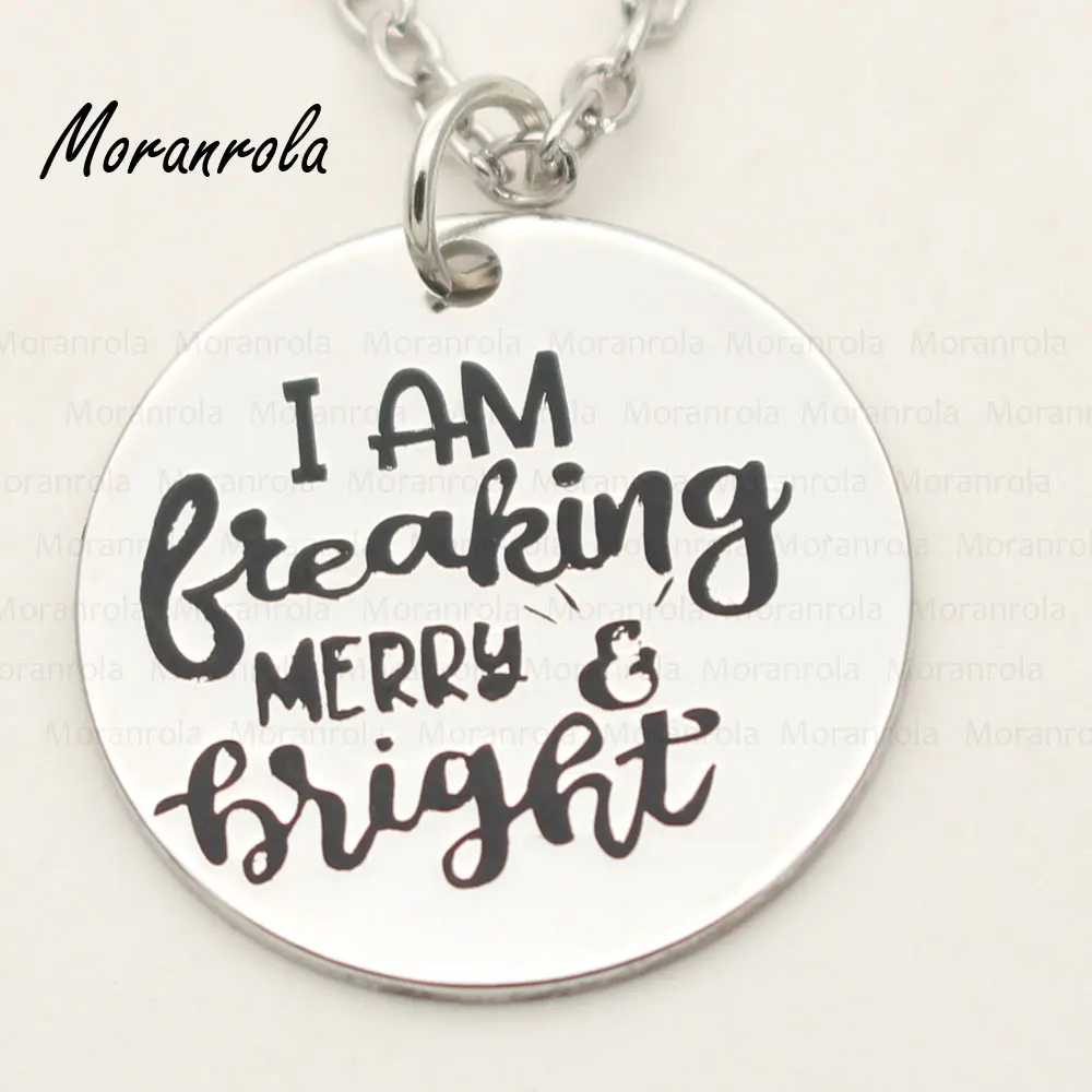New arried &quotI am Freaking Merry &amp Bright &quotCopper necklace Keychain charm Hand Stamped Jewelry Funny Christmas gift | Украшения и