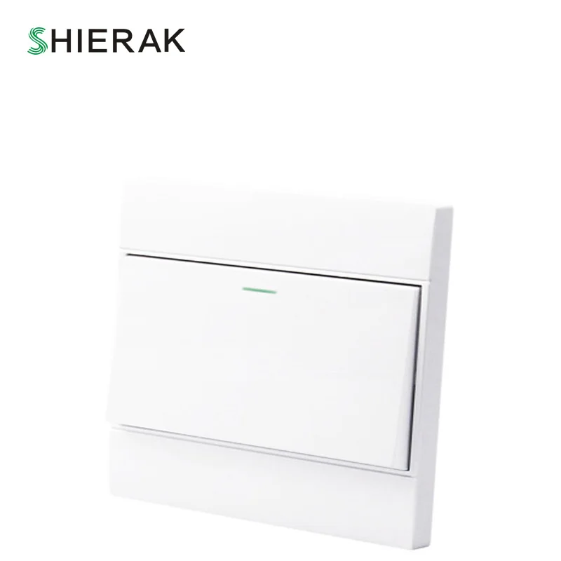 

SHIERAK Wall Light Switch 1 Gang 1 Way Power Push Button Switch White PC Panel Switch 10A 250V 86*90mm