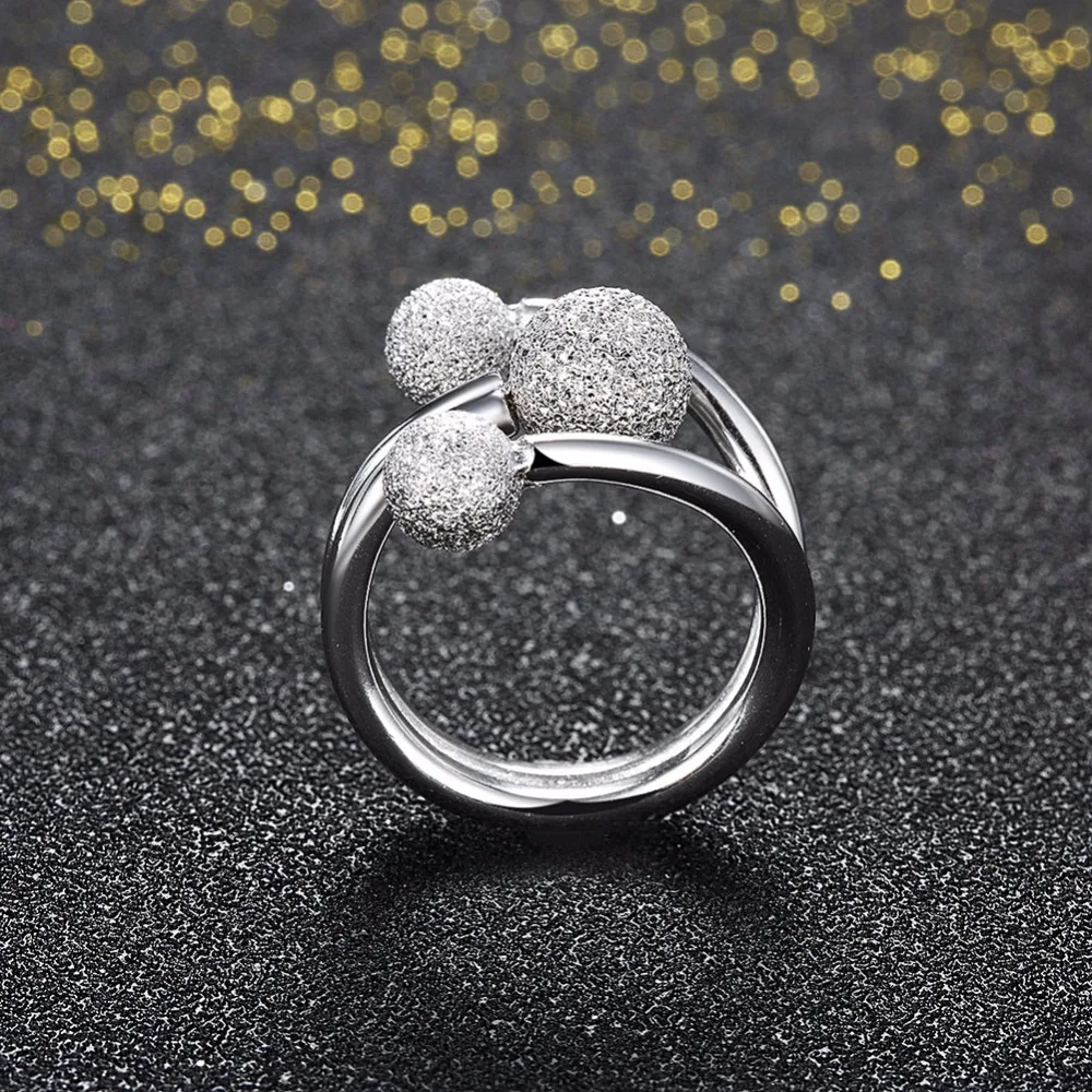 Surround Design Ball Adjustable Ring Solid 925 Sterling Silver Jewelry Women Rings For Party Gift Ideas(JewelOra RI102206)