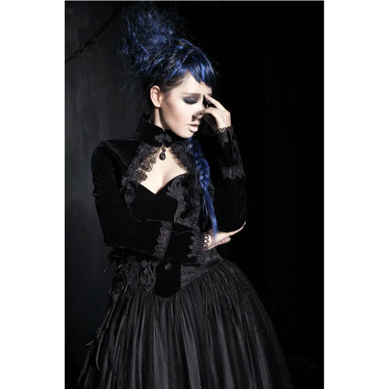 

PUNK RAVE Gothic Black Short Jacket Steampunk Vintage Palace Women Cloak Fashion Victorian Style Evening Party Short Jacket