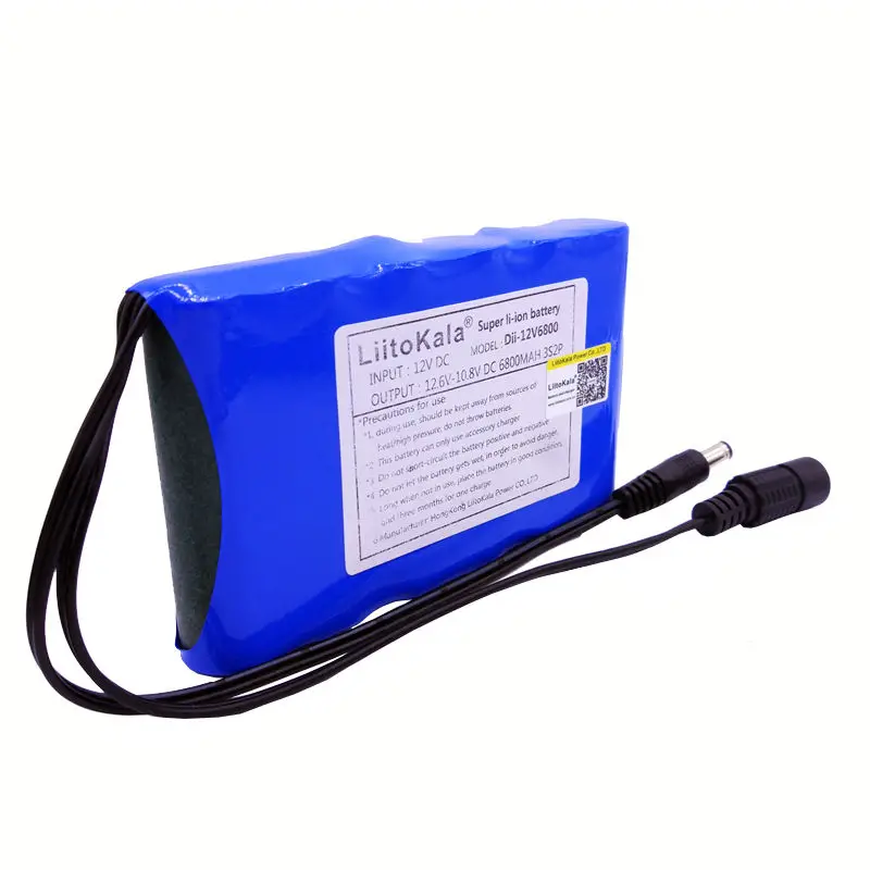 Liitokala 12V 6800mAh 3S2P большая емкость 18650 Li Защитная повязка с зарядным устройством 1A