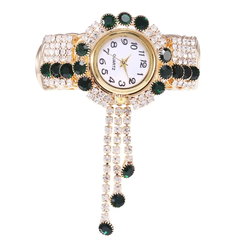 

FashionNew Ladies Quartz Watch Exquisite Full Diamond Pendant Gemstone Watch New Simple Ladies Personality Compact Women Watches