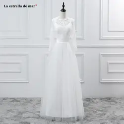 Платье Vestido De casamento2017 новые кружева с длинными рукавами Алина Белый Boho торжественное платье Длинные Реальные фото платье невесты Большие