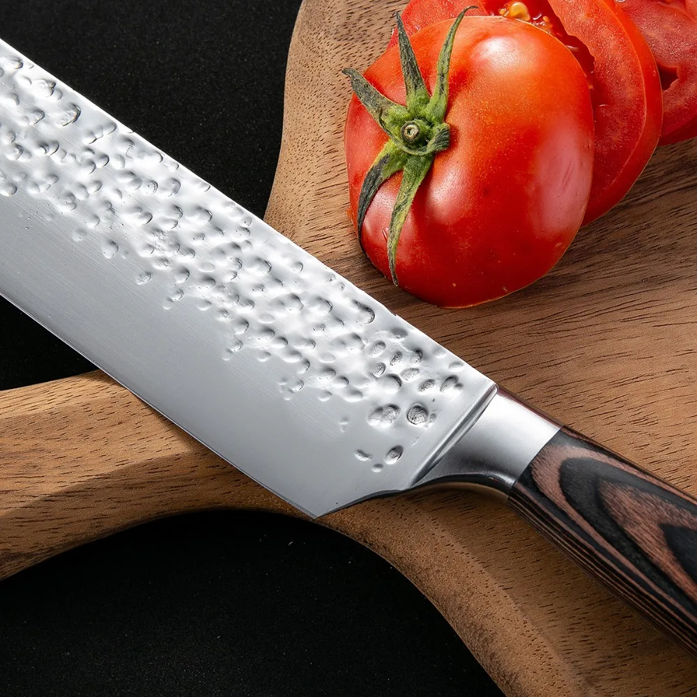 Стиль 8''Japan Santoku нож шеф-повара из нержавеющей стали, имитирующий дамасский узор, кухонный нож, нож для овощей