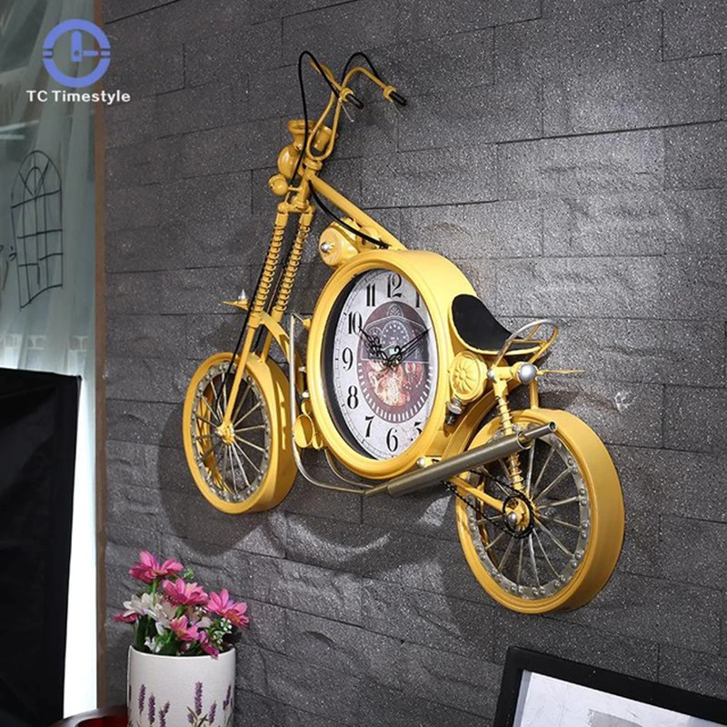 Large Wall Clock Creative Motorcycle Wall Watch Living Room 