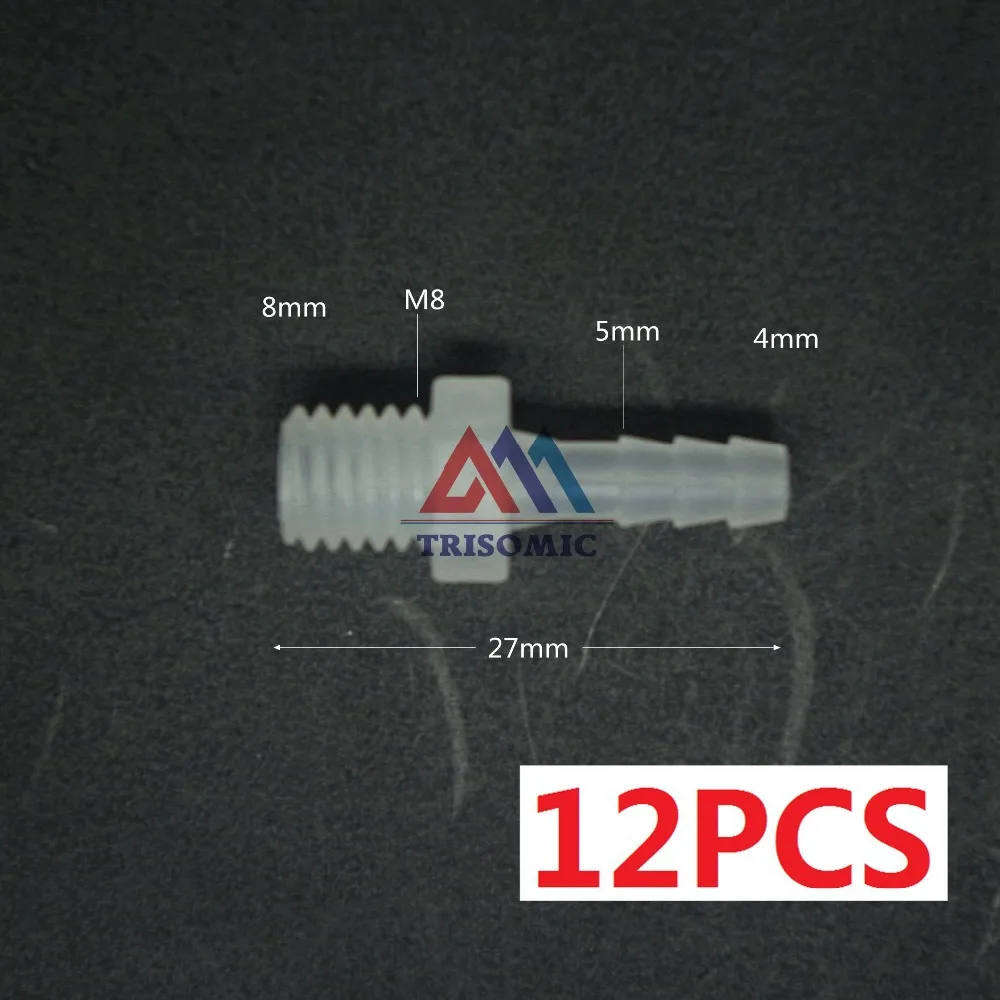

12 pieces 4mm-M8 Straight Connector Plastic pipe Fitting Barbed Connector with thread Material PP Tank Airline Aquarium