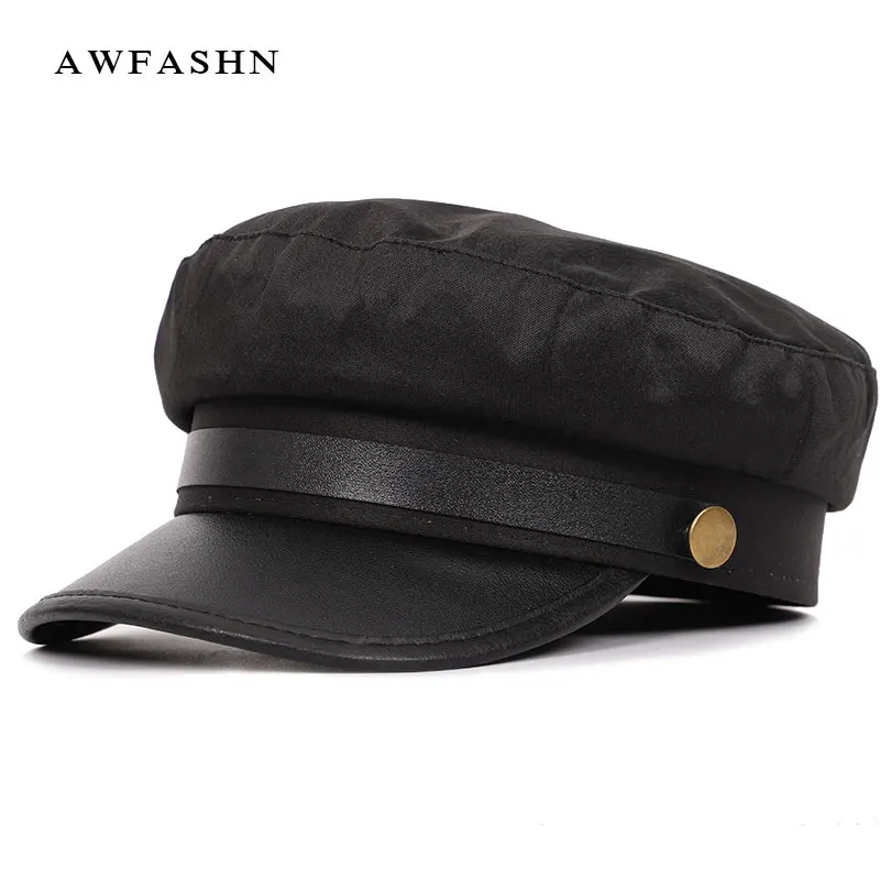 

2018 New Solid Color Military Hat High Quality Flat Top Hat Man Woman Fashion Vintage Trucker Sailor Army Bone Dad Hats Black