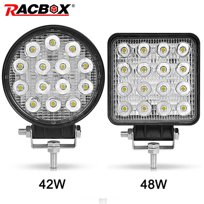 Tanie 4 cal 42W 48W LED światło robocze Offroad samochód 4WD ciągnik siodłowy przyczepa do łodzi 4x4 ATV SUV 12 24V Spot powódź 4.2 światło do jazdy LED