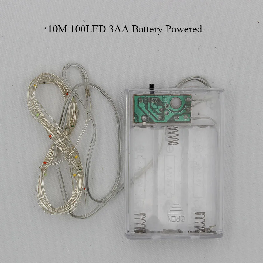10M 100LED 3X AA Hanmiao 2 м/3 м/5 м/10 м/100 гирлянды светодиодные светильник s с медным проводом, батареей питание гирлянда светодиодный светильник Рождество Свадебная вечеринка Фея светильник - Испускаемый цвет: 10M 100LED 3X AA