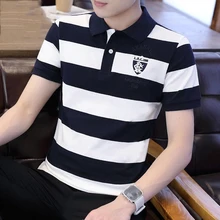 Хлопок, Мужская рубашка поло,, высокое качество, топы в полоску, вышивка, мужские рубашки поло, дышащие, повседневные, для гольфа, поло, топ, рубашка