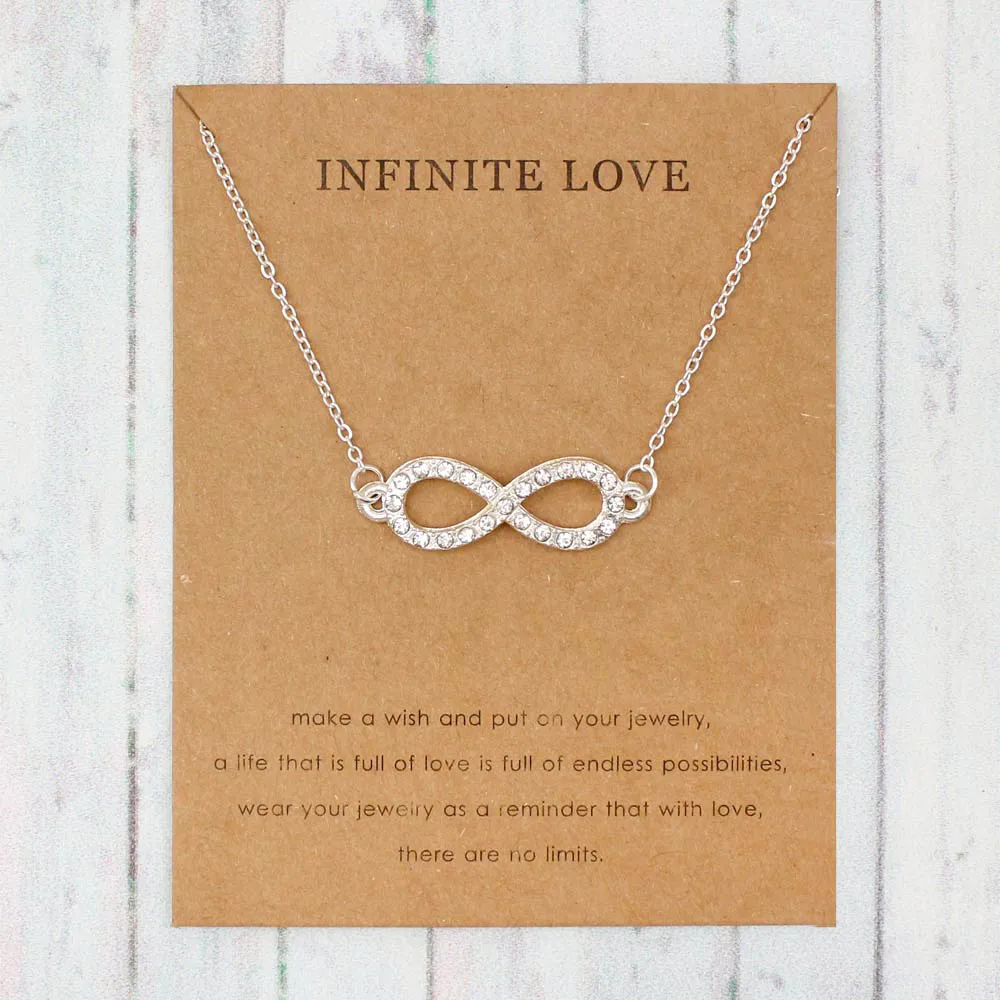 

Infinity Love Rhinestone Necklace For Women Chain Necklace Friendship Gifts With Card