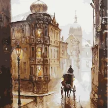 DIY Цифровой Уличный churchpainting акриловой живописи домашний Декор стены Раскраска по номерам ручная роспись Холст Картина маслом AOP040