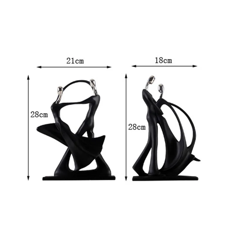 Escultura Moderna abstracta negra humana estatua resina joyería hogar Decoración Accesorios regalo geometría resina pareja escultura
