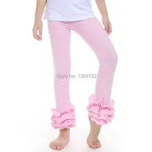 Яркие однотонные леггинсы с оборками для девочек; брюки; Блестящие Брюки на день рождения