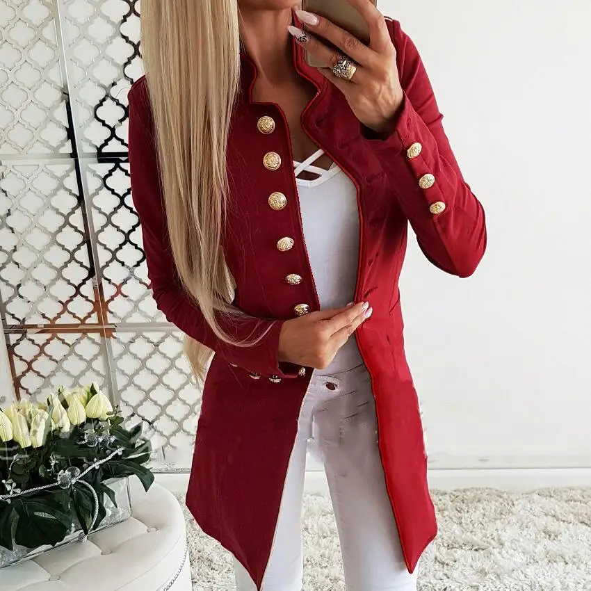 

High quality fashion blazer women's outerwear long sleeve single-breasted fashion versatile slim long small blazer