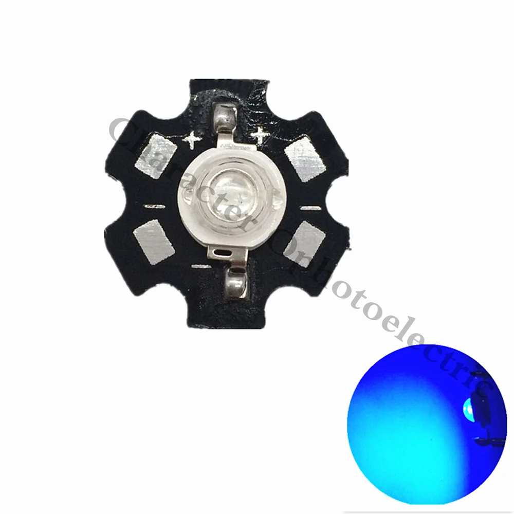 

100 pcs 1W/3W Blue 465-470nm/ Royal Blue 445-455NM High Power LED Emitter 700mA with 20mm Star PCB
