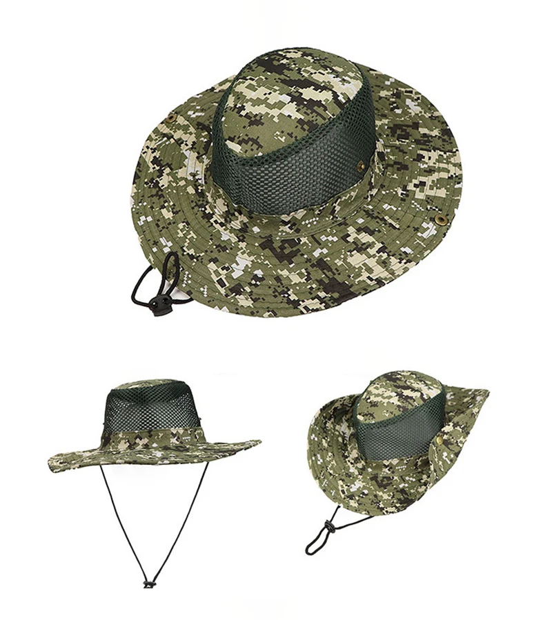 Fishing Camouflage Cap Camo Tactical Hat Sunshade Sea Beach Sun Hats  Outdoor Camping Tools Army Climbing Hiking Sport Panama (17)