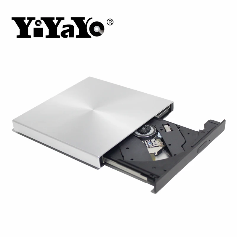 YiYaYo USB 3.0 Aluminum Alloy External DVD Burner CD Player Portatil Slim Silver New Model of Optical Drive For Laptop Recorder